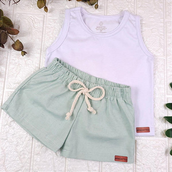 Conjunto regata e short Linho infantil