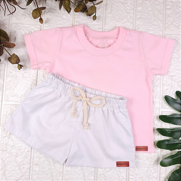 Conjunto Camiseta e Short Linho Infantil