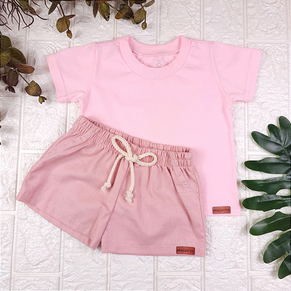 Conjunto Camiseta e Short Linho Infantil