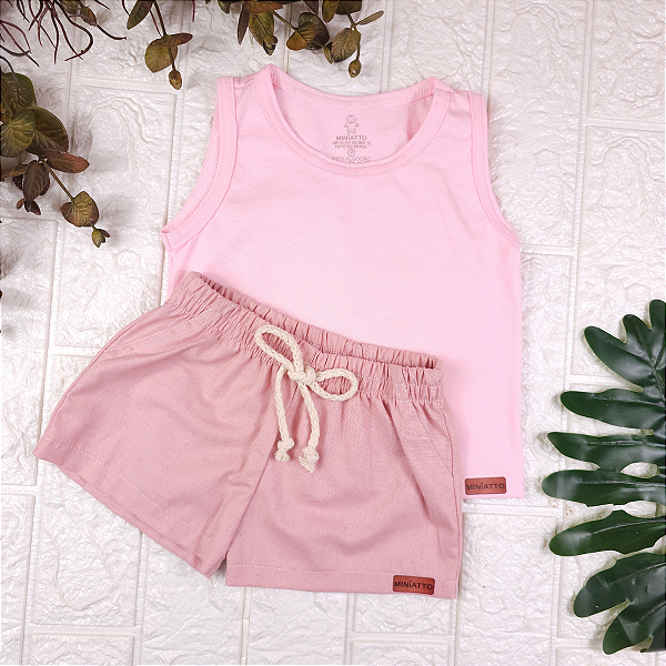 Conjunto regata e short Linho infantil