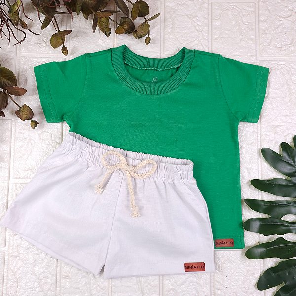 Conjunto Camiseta e Short Linho Infantil