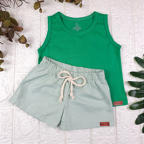 Conjunto regata e short Linho infantil