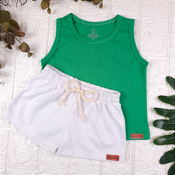 Conjunto regata e short Linho infantil