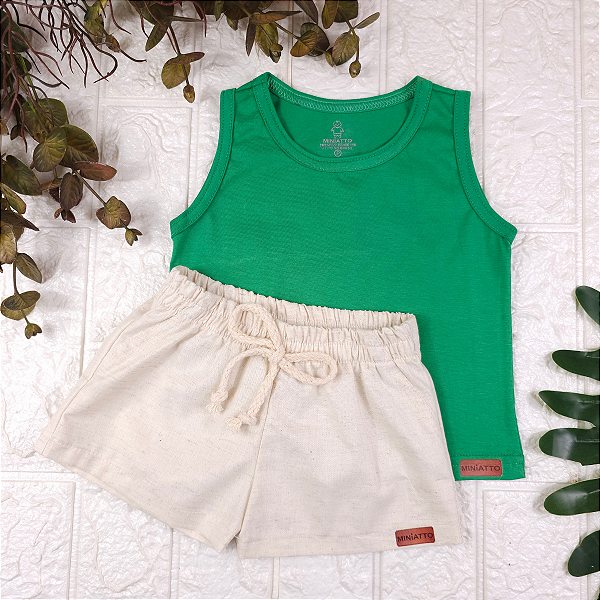 Conjunto regata e short Linho infantil