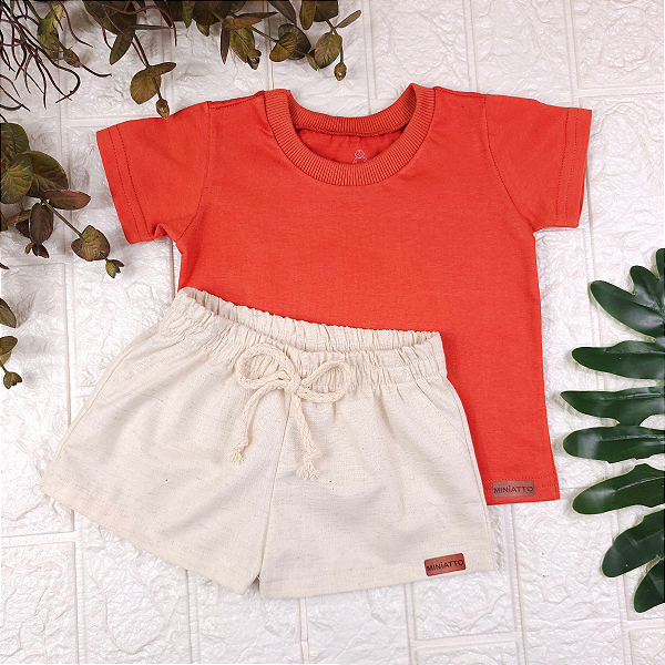 Conjunto Camiseta e Short Linho Infantil