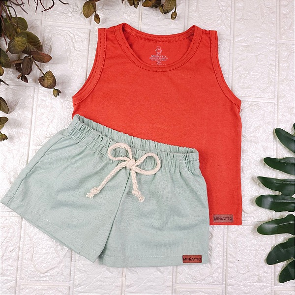 Conjunto regata e short Linho infantil