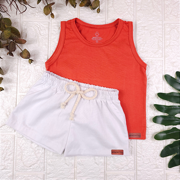 Conjunto regata e short Linho infantil