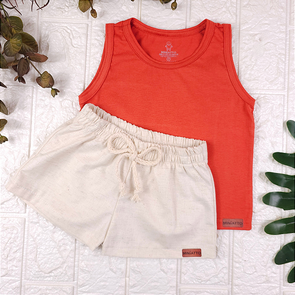 Conjunto regata e short Linho infantil