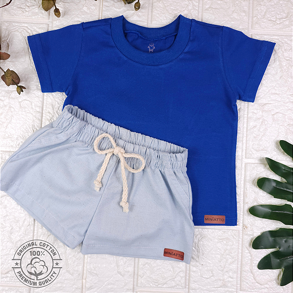 Conjunto Camiseta e Short Linho Infantil