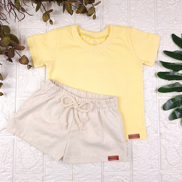 Conjunto Camiseta e Short Linho Infantil
