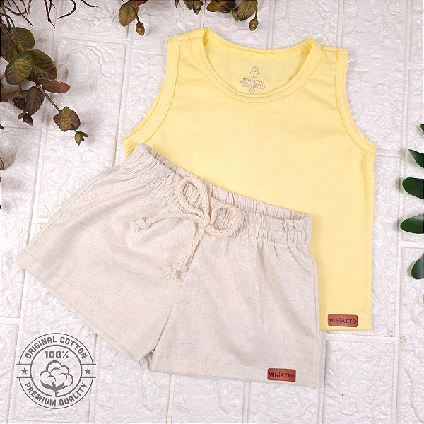 Conjunto regata e short Linho infantil