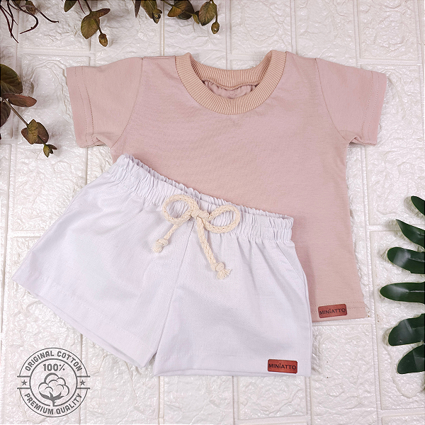 Conjunto Camiseta e Short Linho Infantil