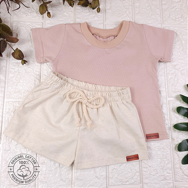Conjunto Camiseta e Short Linho Infantil
