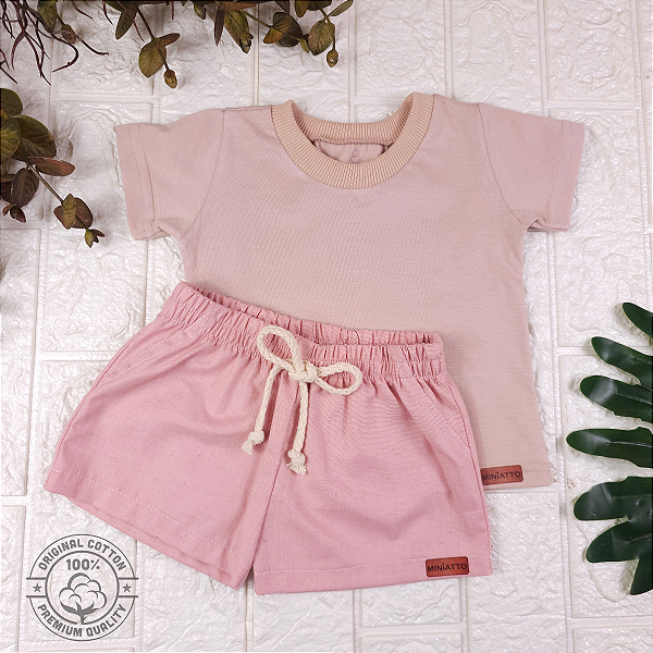 Conjunto Camiseta e Short Linho Infantil