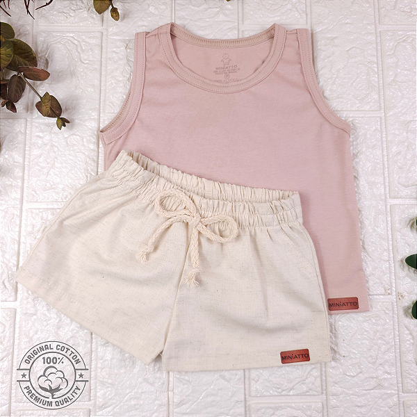 Conjunto regata e short Linho infantil