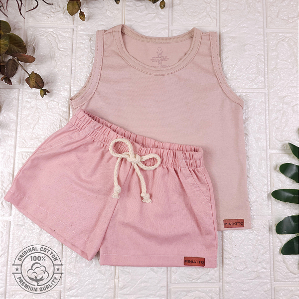 Conjunto regata e short Linho infantil