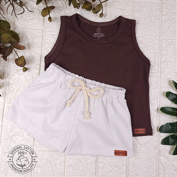 Conjunto regata e short Linho infantil