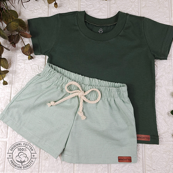 Conjunto Camiseta e Short Linho Infantil