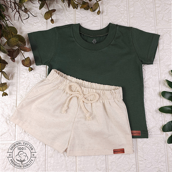 Conjunto Camiseta e Short Linho Infantil