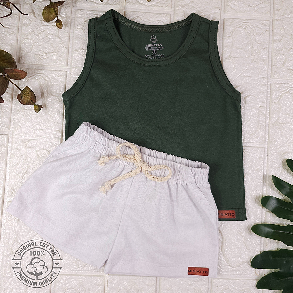 Conjunto regata e short Linho infantil