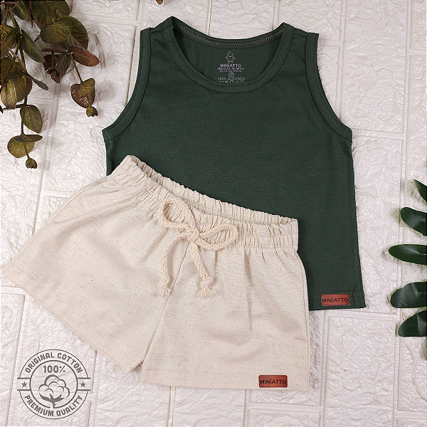 Conjunto regata e short Linho infantil