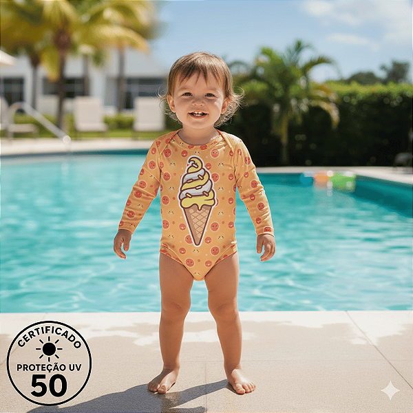 Body de Bebe Com Proteção Solar UV50 Sorvetinho
