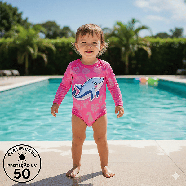 Body de Bebe Com Proteção Solar UV50 Baleia