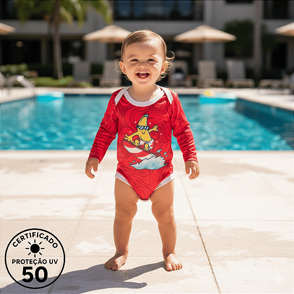 Body de Bebe Com Proteção Solar UV50 Banana Surfista