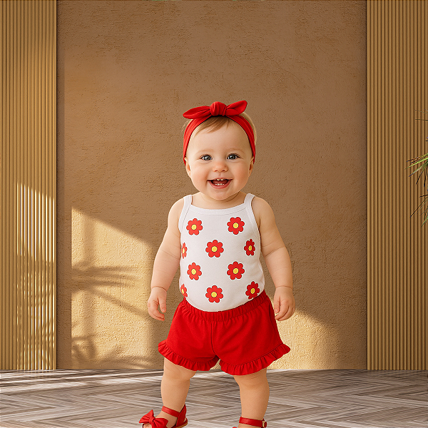 Body Alcinha + Short Babadinho – Conjunto Bebê 100% Algodão Premium | Estampa DTF