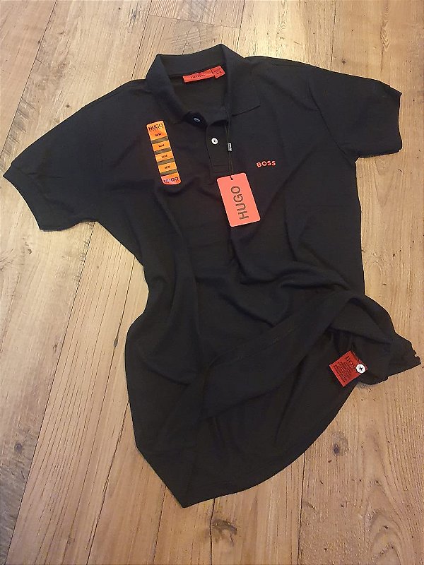 Polo Hugo Boss Masculina Preta