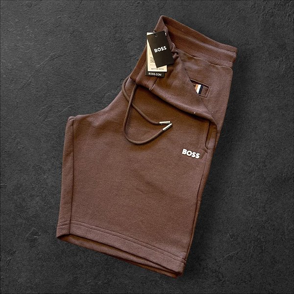 Bermuda Moletom BOSS Masculina Marrom