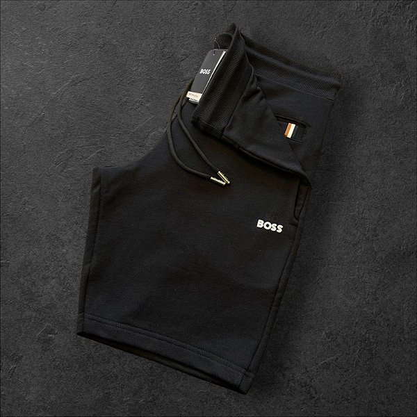 Bermuda Moletom BOSS Masculina Preta