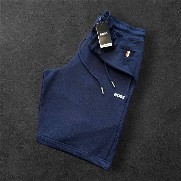Bermuda Moletom BOSS Masculina Azul Marinho