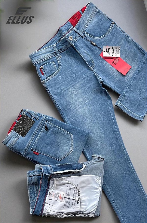 Calça Jeans Ellus Masculina Premium Denim Azul Claro
