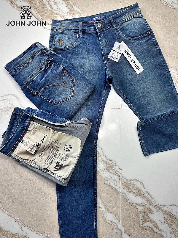 Calça Jeans John John Masculina Slim Fit Azul Médio