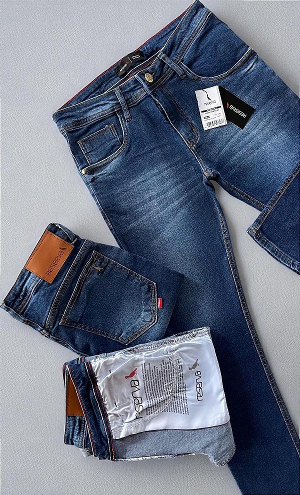 Calça Jeans Reserva Masculina Slim Fit Azul Escuro