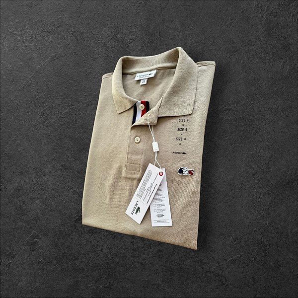 Camiseta Polo Lacoste France Masculina Bege