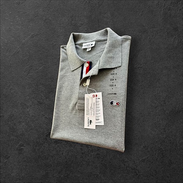 Camiseta Polo Lacoste France Masculina Cinza