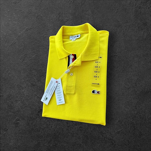 Camiseta Polo Lacoste France Masculina Amarela