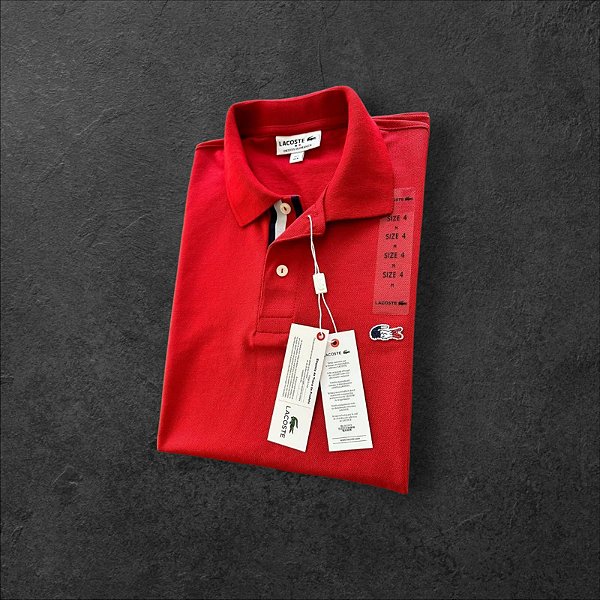 Camiseta Polo Lacoste France Masculina Vermelha