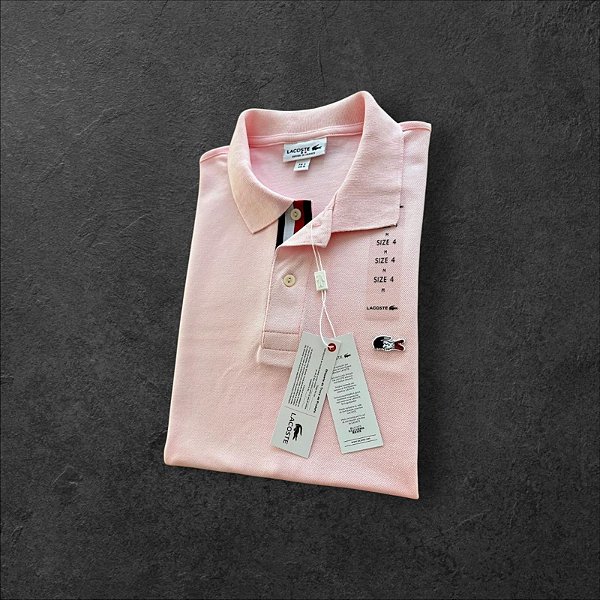 Camiseta Polo Lacoste France Masculina Rosa