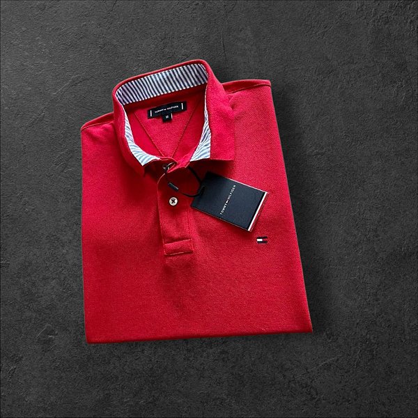 Camiseta Polo Tommy Hilfiger Masculina Vermelha