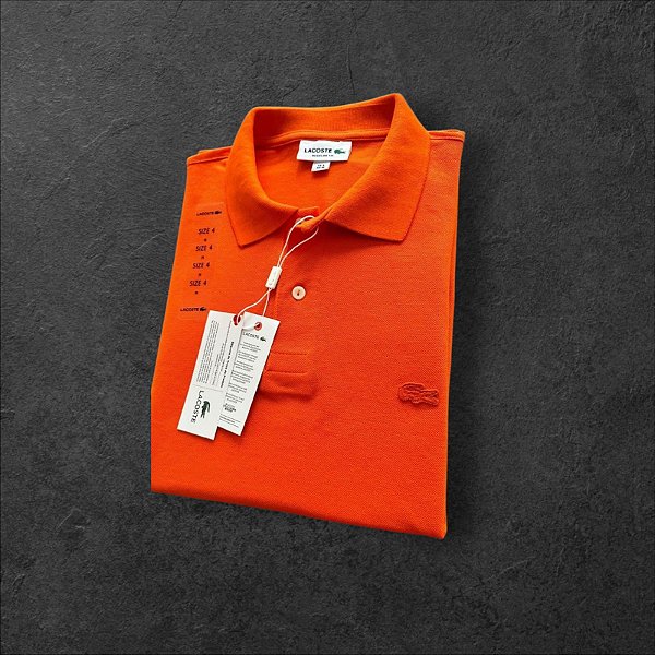Polo Lacoste Masculina Monocromática Laranja