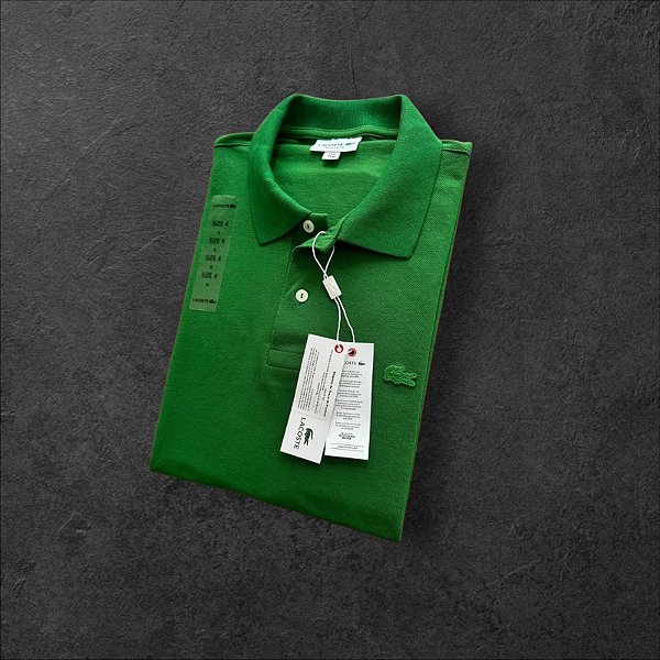 Polo Lacoste Masculina Monocromática Verde