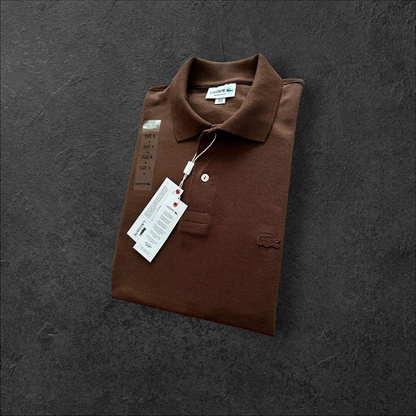 Polo Lacoste Masculina Monocromática Marrom