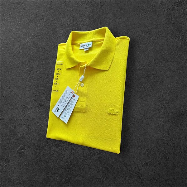 Polo Lacoste Masculina Monocromática Amarela