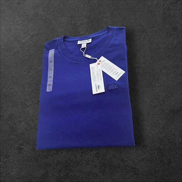 Camiseta Básica Lacoste Monocromática Masculina Azul