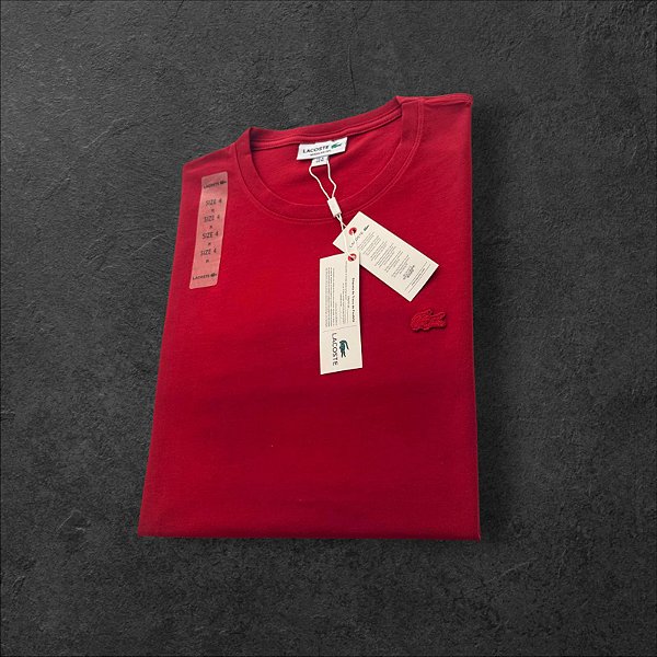 Camiseta Básica Lacoste Monocromática Masculina Vermelha