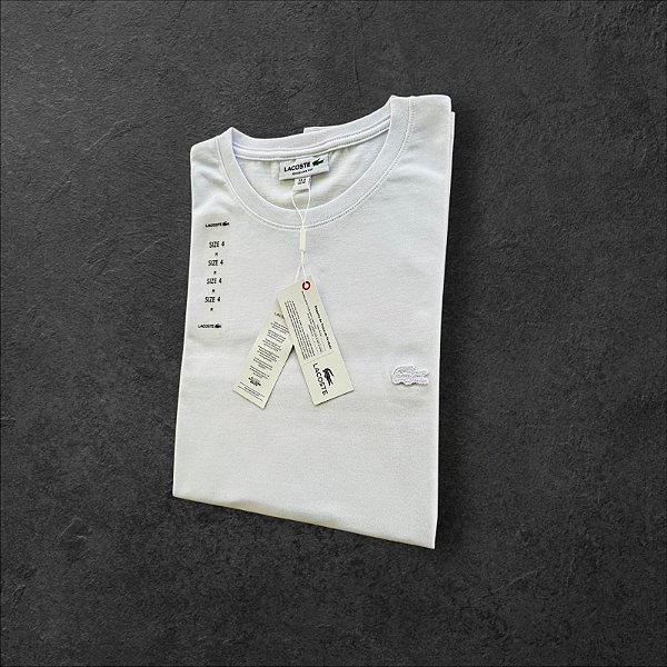 Camiseta Básica Lacoste Monocromática Masculina Branca