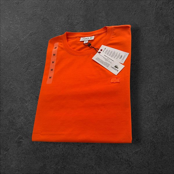 Camiseta Básica Lacoste Monocromática Masculina Laranja